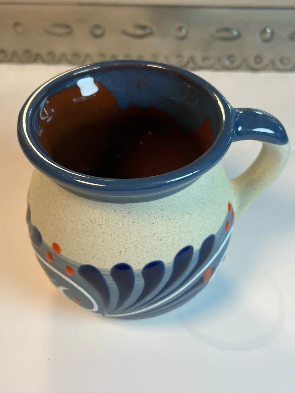 Jarrito Coffee Mug Mexican terracotta pottery art clay - Picture 3 of 9